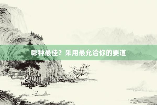 哪种最佳？采用最允洽你的要道